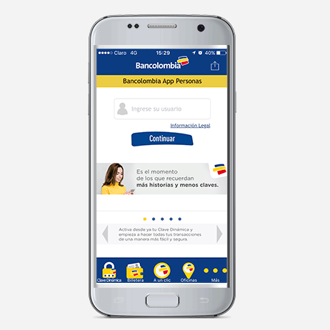 Inscripción a través de App Bancolombia